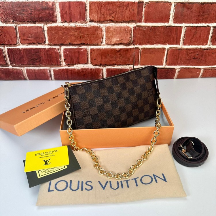 LOUİS VUİTTON POCHETTE ACCESSORİES DAMİER EBENE NEW 